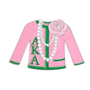 Aka Pink Green Sorority Sweater Pin Brooch